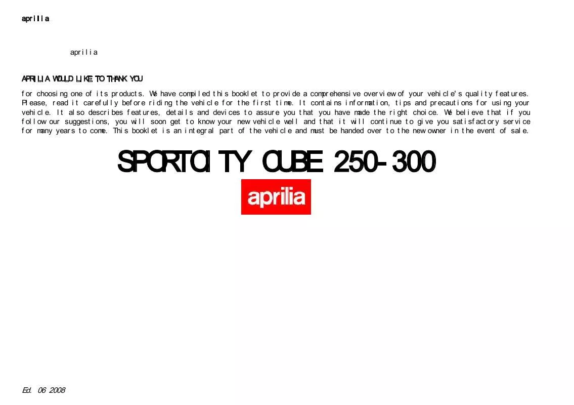 Mode d'emploi APRILIA SPORTCITY CUBE 300