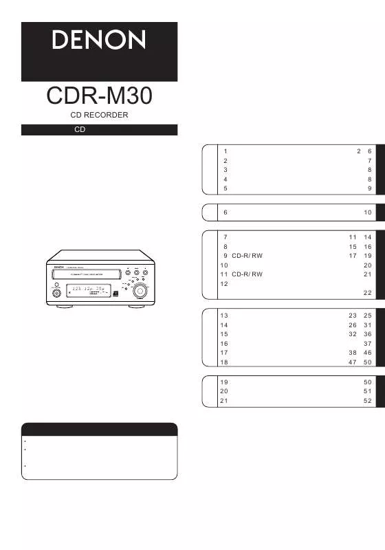 Mode d'emploi DENON CDR-M30