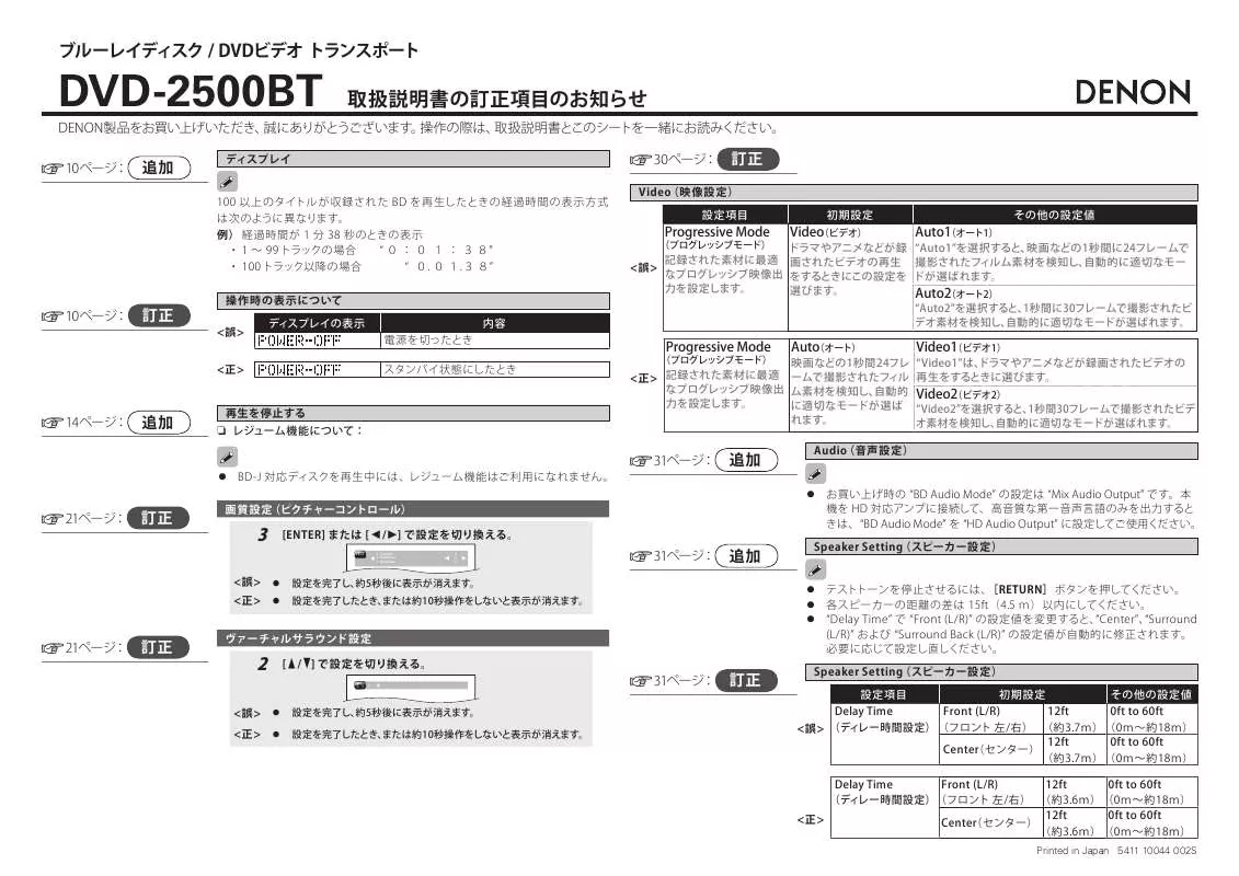 Mode d'emploi DENON DVD-2500BT M
