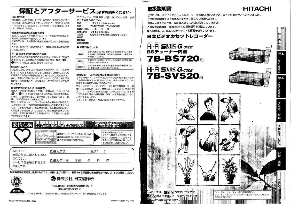 Mode d'emploi HITACHI 7B-SV520