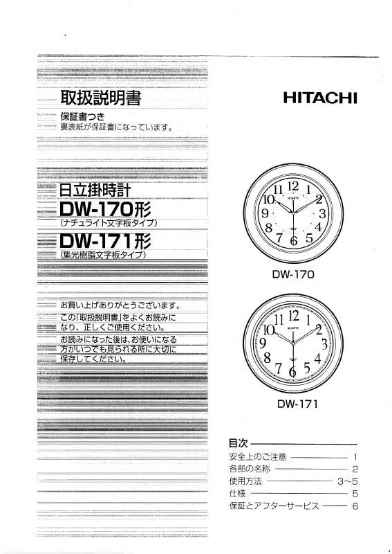 Mode d'emploi HITACHI DW-170