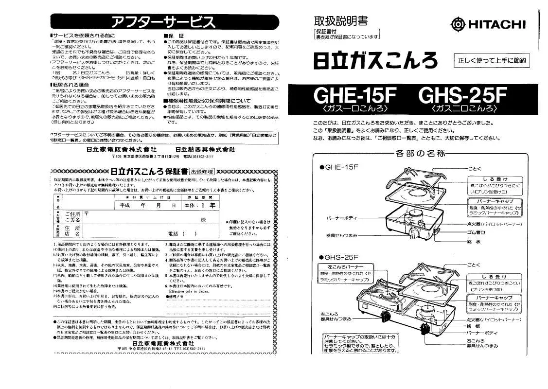 Mode d'emploi HITACHI GHE-15F