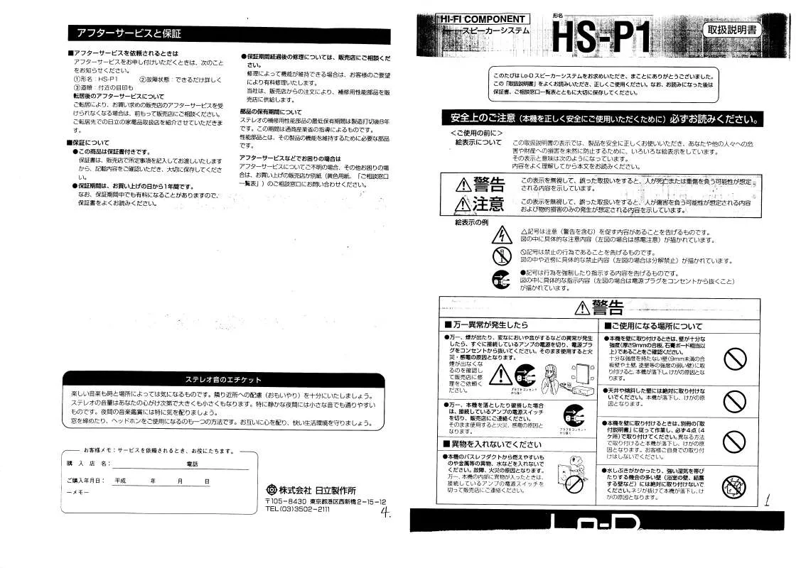 Mode d'emploi HITACHI HS-P1
