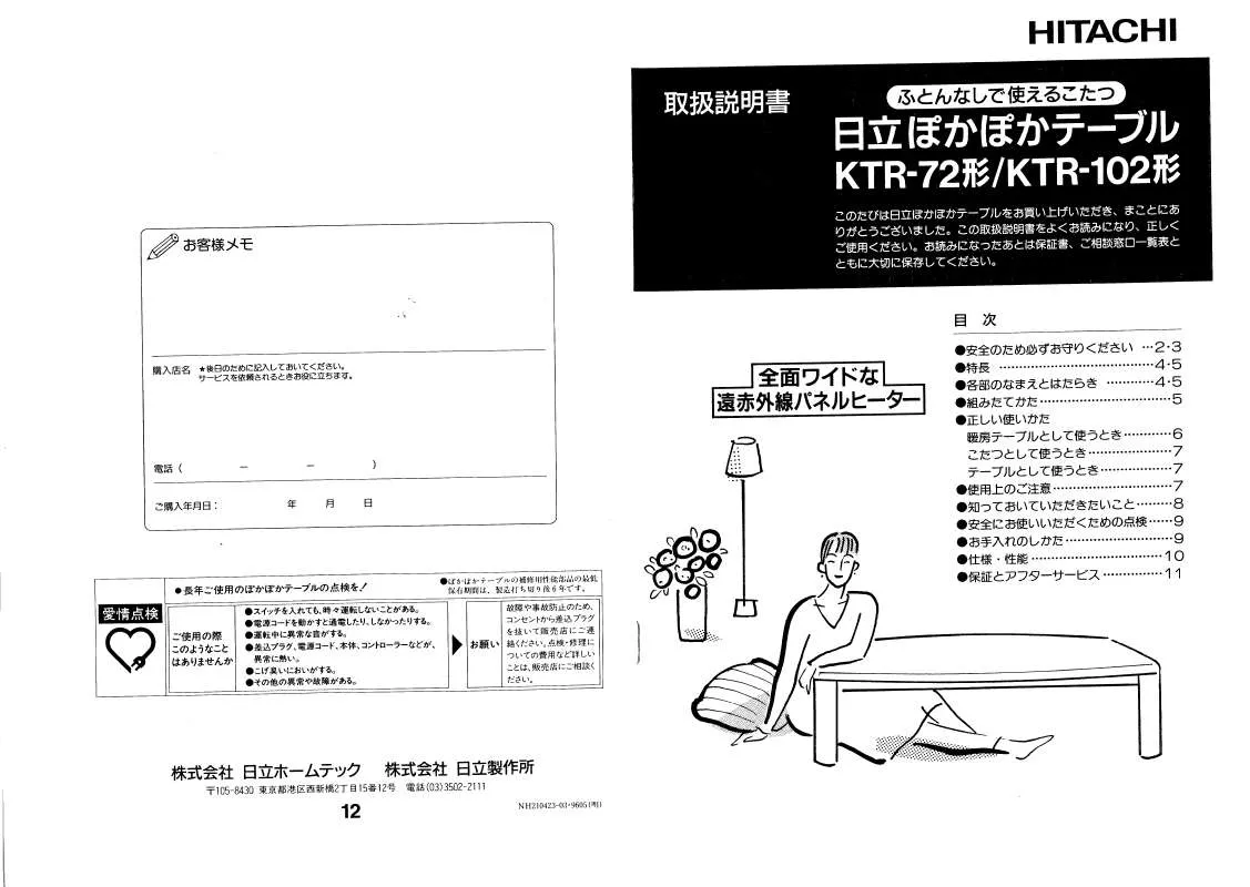 Mode d'emploi HITACHI KTR-102