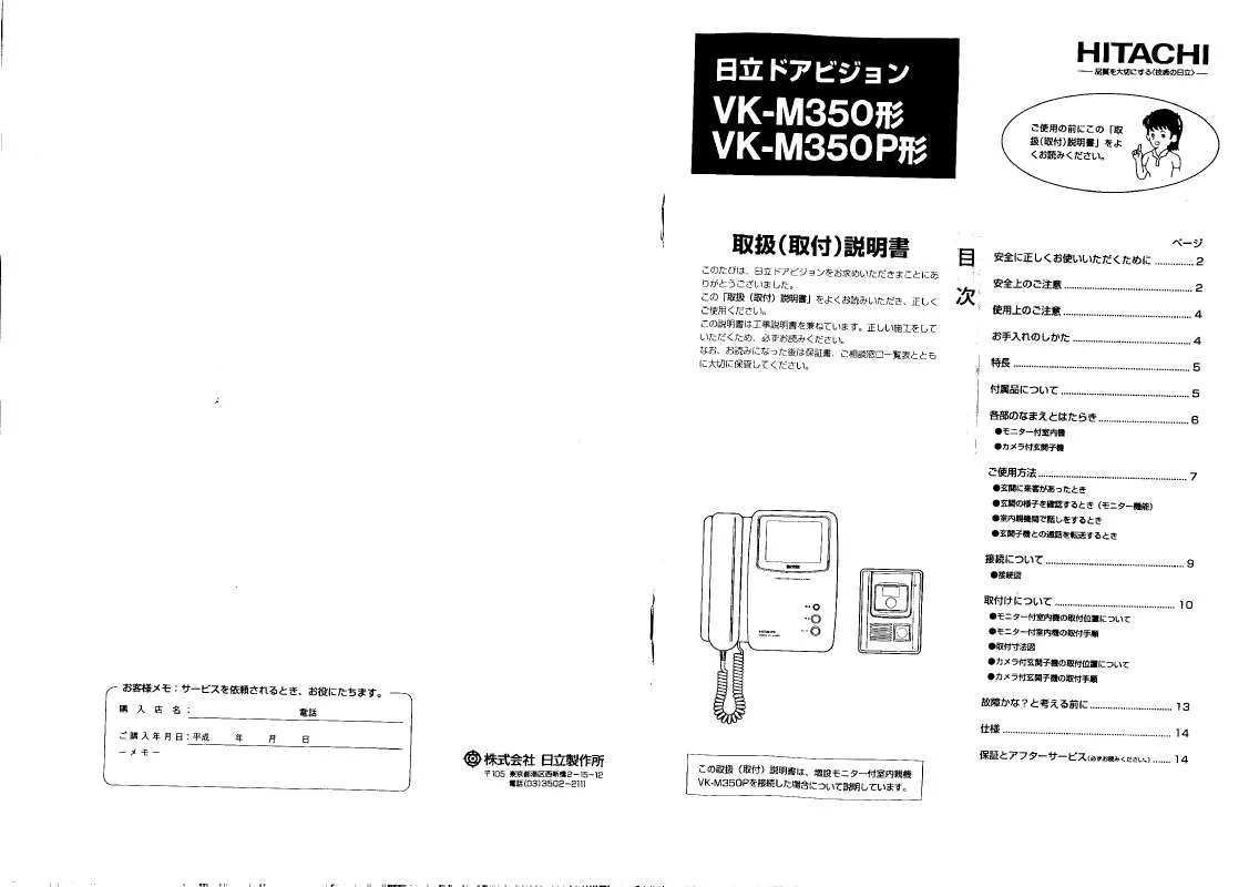 Mode d'emploi HITACHI VK-M350P