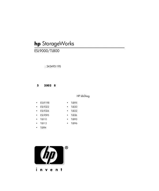 Mode d'emploi HP STORAGEWORKS ESL9000 TAPE LIBRARY