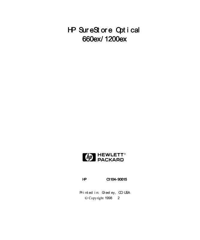 Mode d'emploi HP SURESTORE 1200EX OPTICAL JUKEBOX