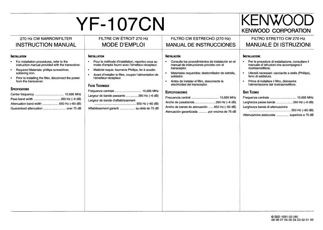 Mode d'emploi KENWOOD YF-107CN