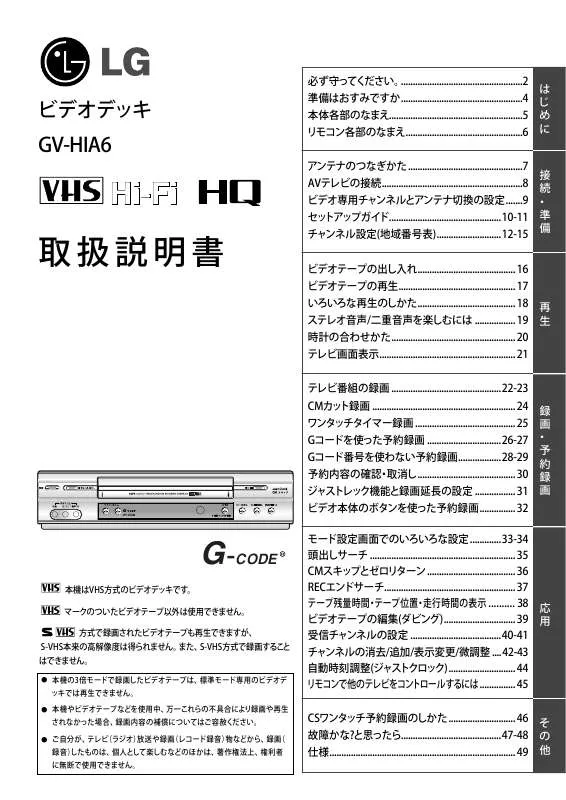 Mode d'emploi LG GV-HIA6