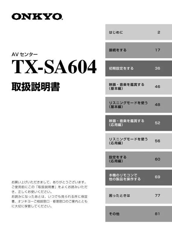Mode d'emploi ONKYO TX-SA604