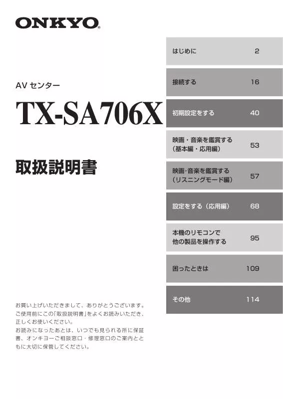 Mode d'emploi ONKYO TX-SA706X