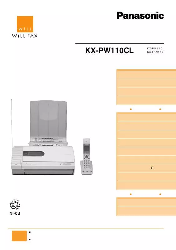 Mode d'emploi PANASONIC KX-PW110CL