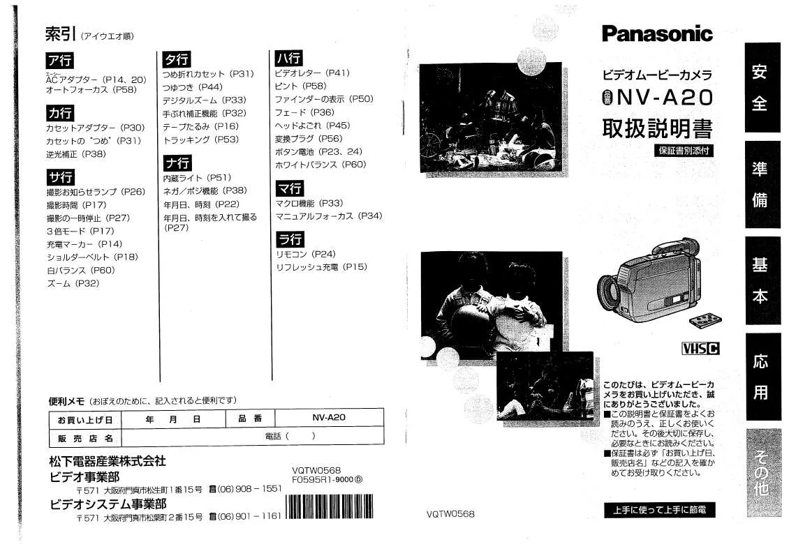Mode d'emploi PANASONIC NV-A20