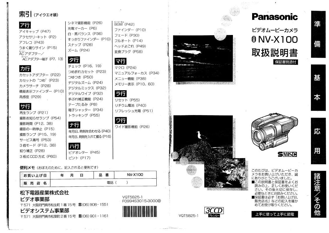 Mode d'emploi PANASONIC NV-X100