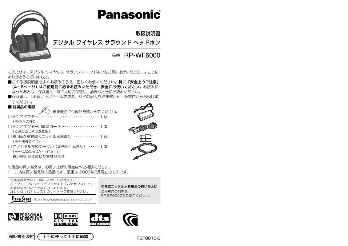 Mode d'emploi PANASONIC RP-WF6000