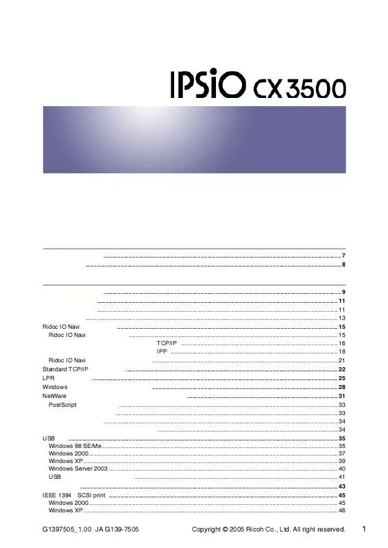 Mode d'emploi RICOH IPSIO CX 3500