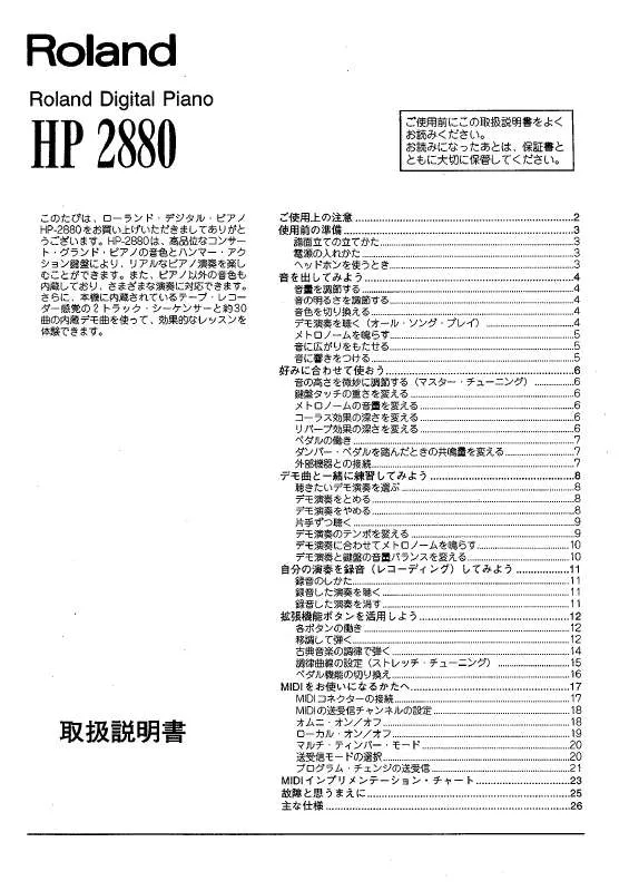 Mode d'emploi ROLAND HP-2880