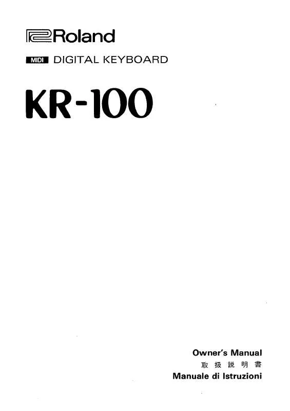 Mode d'emploi ROLAND KR-100