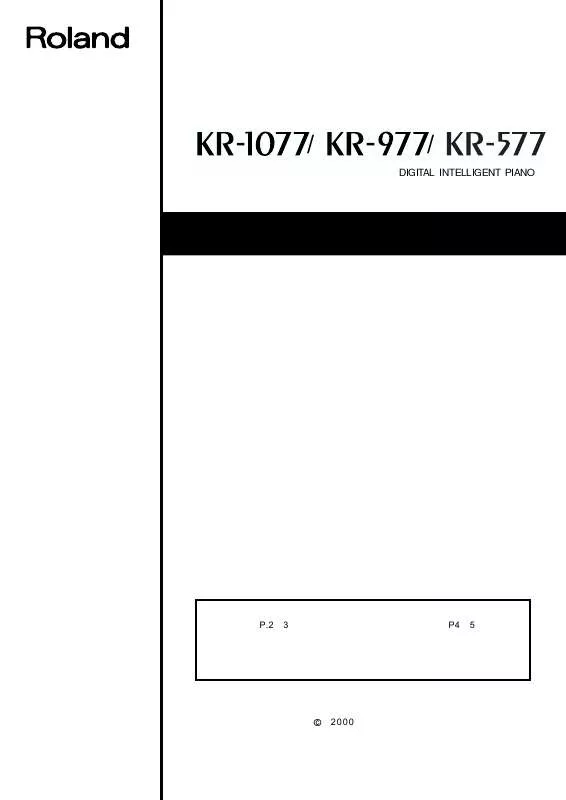 Mode d'emploi ROLAND KR-1077