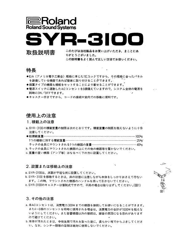 Mode d'emploi ROLAND SYR-3100