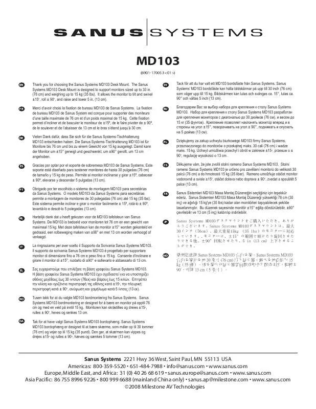 Mode d'emploi SANUS VISIONMOUNT LCD DESK MOUNT-MD103