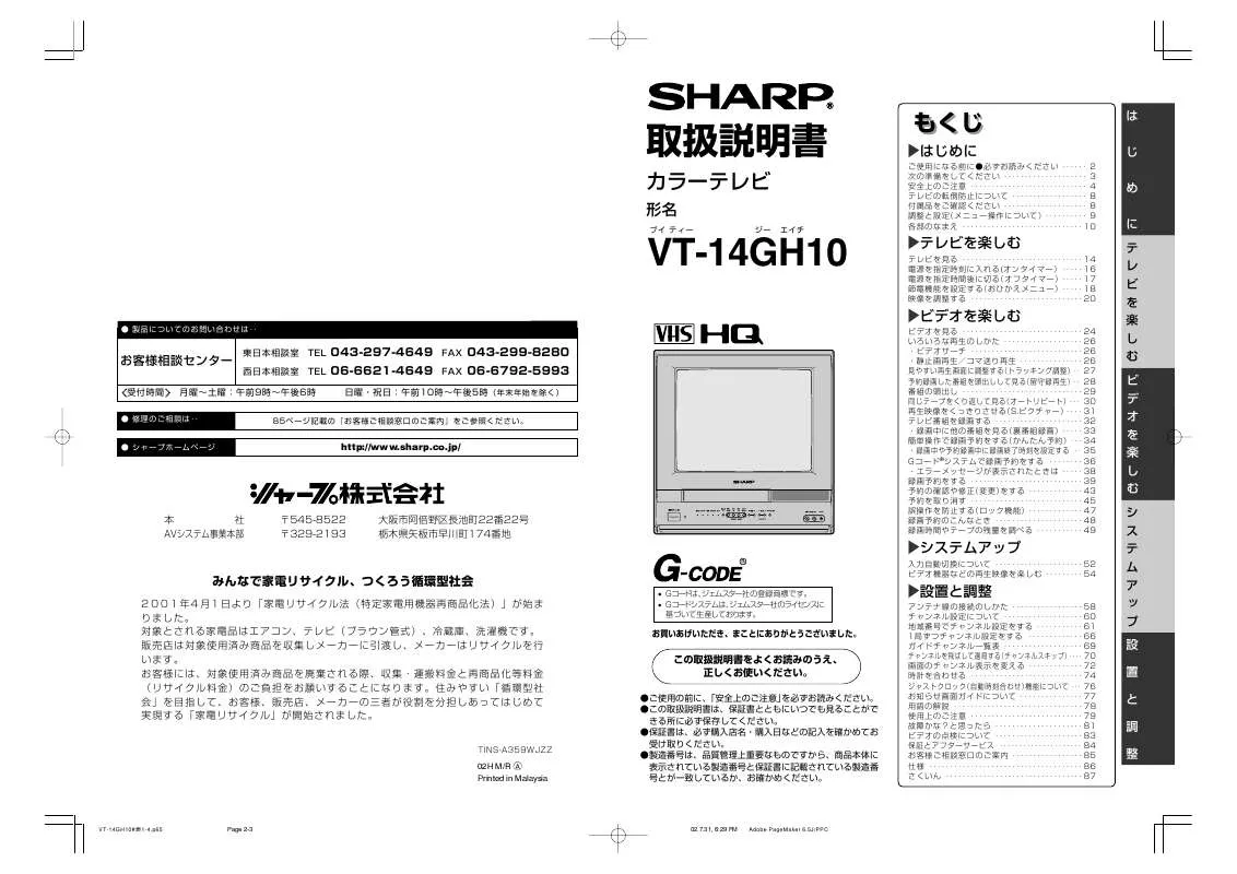 Mode d'emploi SHARP VT-14GH10