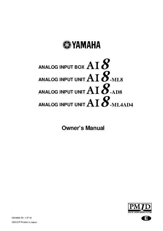 Mode d'emploi YAMAHA AI8/AI8-ML8/AI8-AD8/AI8-ML4AD4