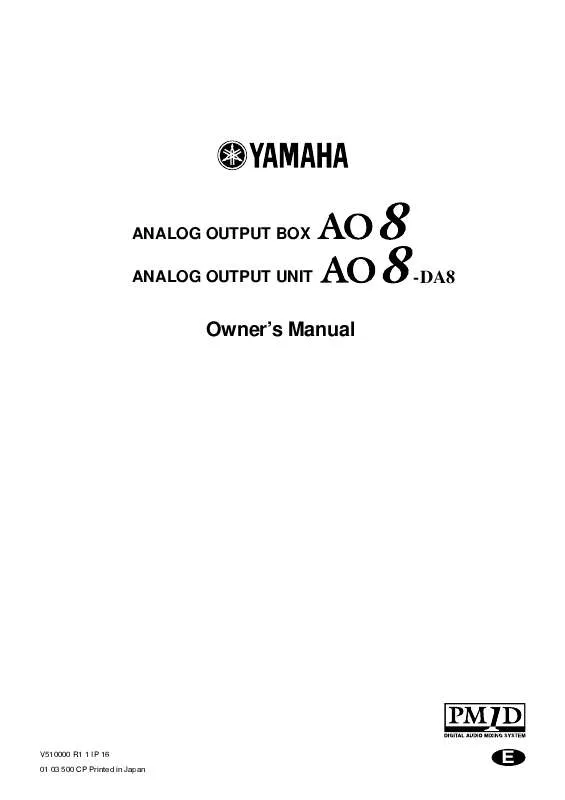 Mode d'emploi YAMAHA AO8/AO8-DA8