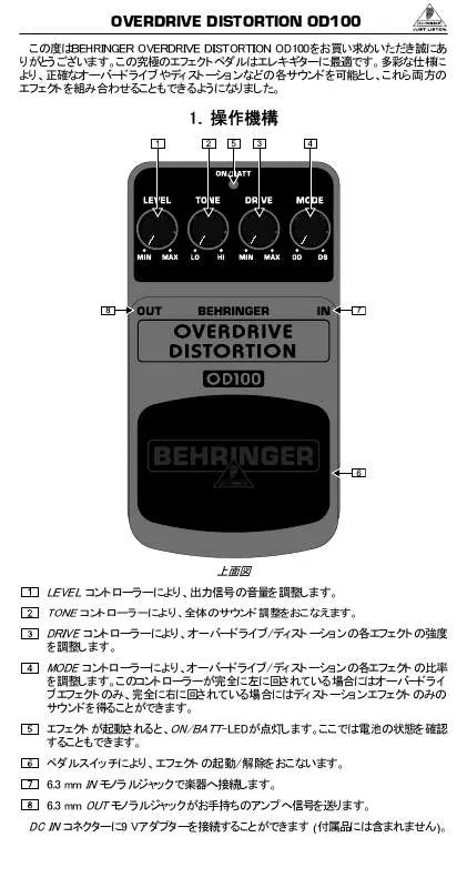 Mode d'emploi BEHRINGER OD100