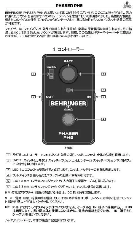 Mode d'emploi BEHRINGER PH9