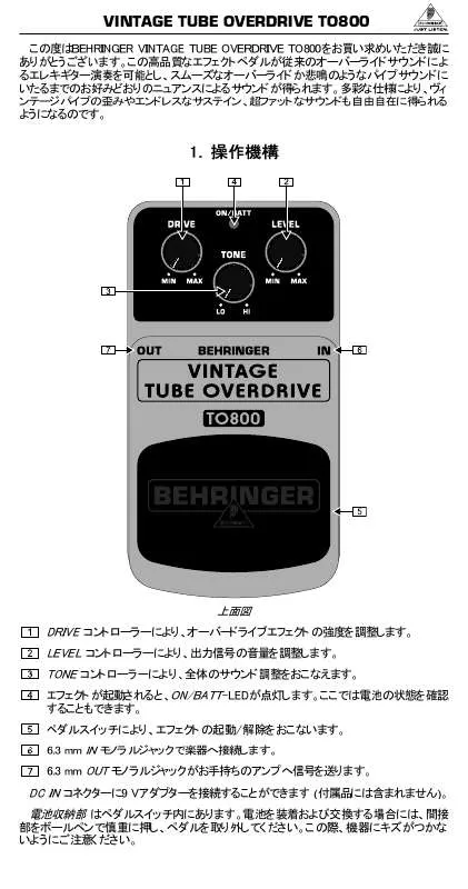 Mode d'emploi BEHRINGER TO800