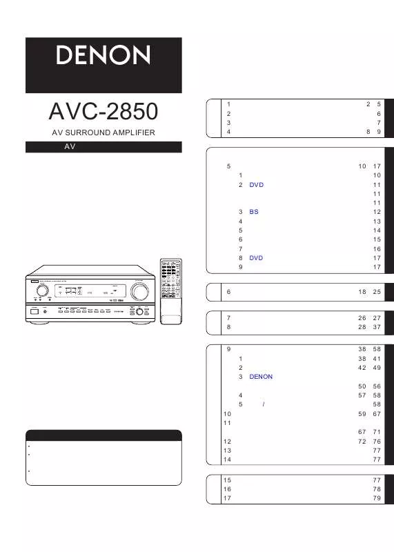 Mode d'emploi DENON AVC-2850