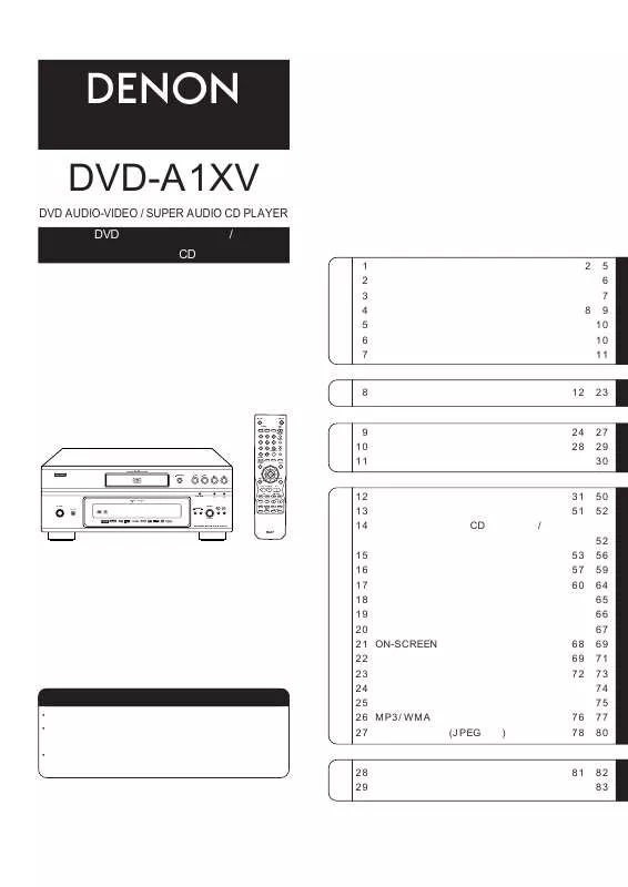 Mode d'emploi DENON DVD-A1XV