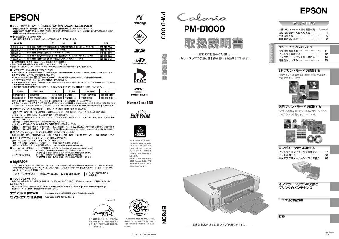 Mode d'emploi EPSON PM-D1000