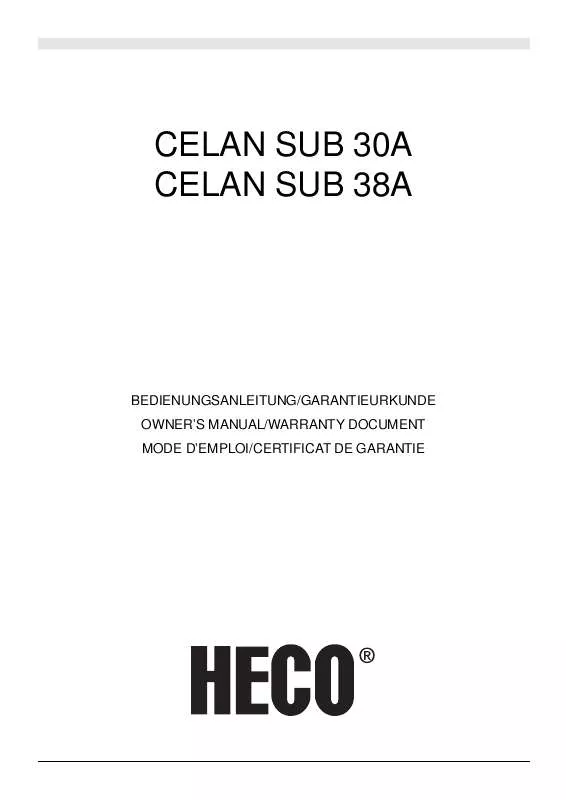 Mode d'emploi HECO CELAN SUB 38A