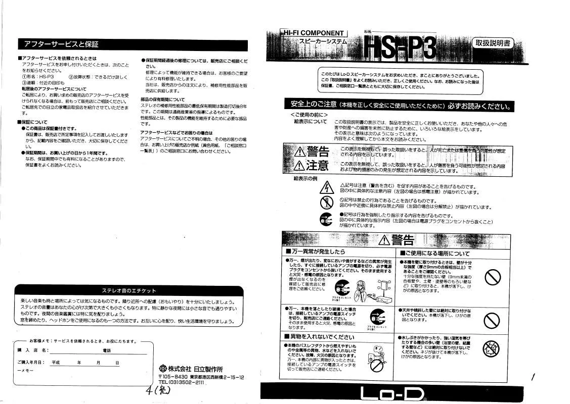 Mode d'emploi HITACHI HS-P3