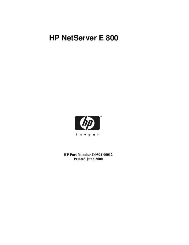 Mode d'emploi HP E SERVER