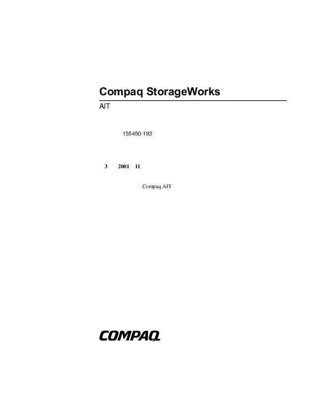 Mode d'emploi HP STORAGEWORKS AIT 35 TAPE DRIVE