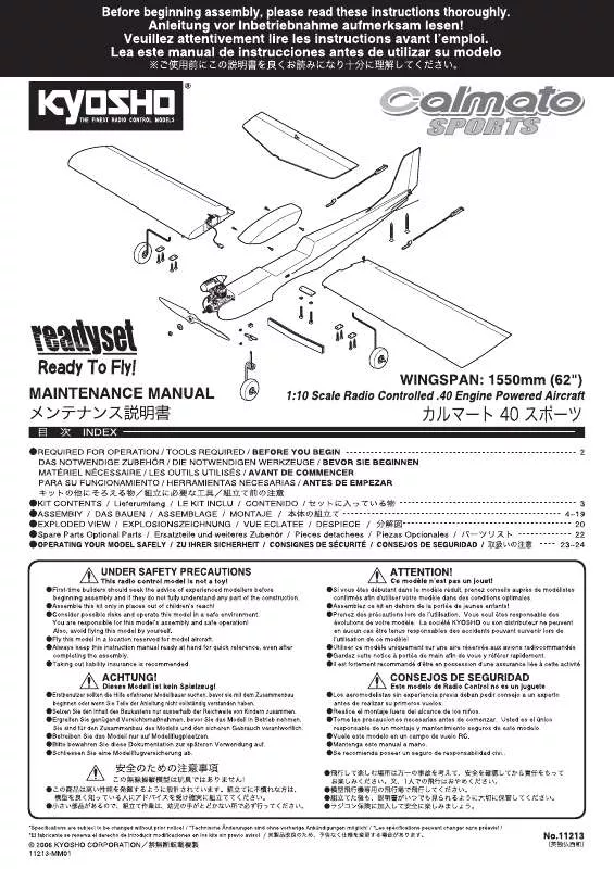 Mode d'emploi KYOSHO CALMATO 40 SPORTS RTF