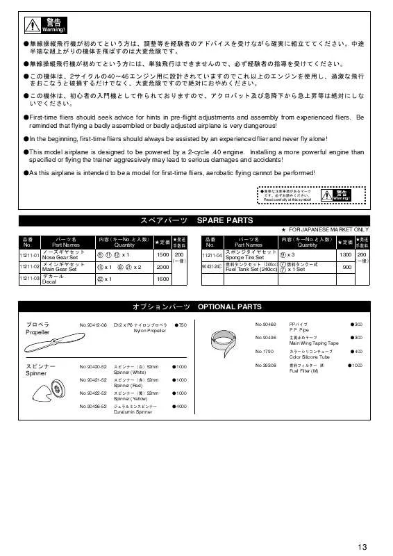 Mode d'emploi KYOSHO CALMATO 40