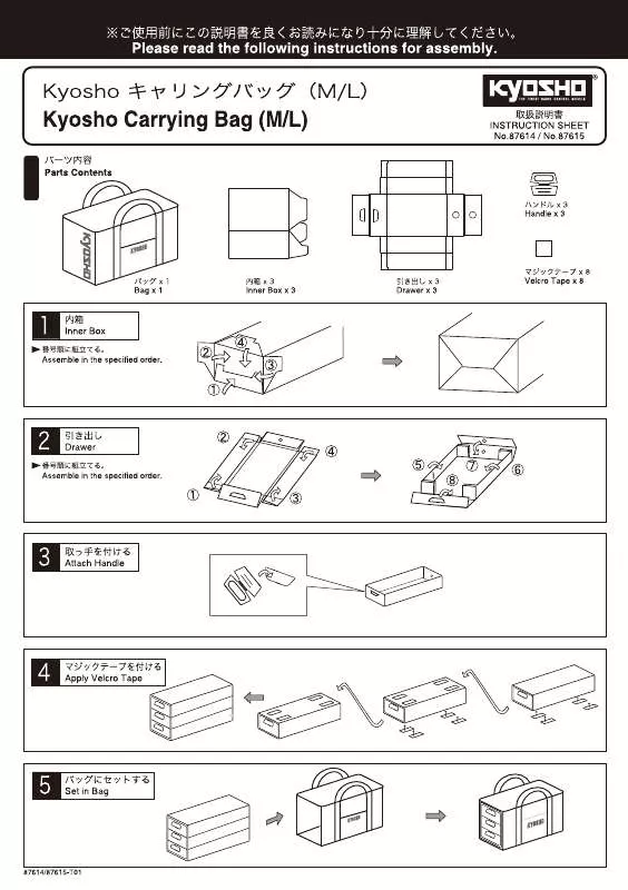 Mode d'emploi KYOSHO CARRYING BAG M-L