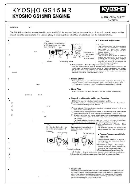 Mode d'emploi KYOSHO GS15MR