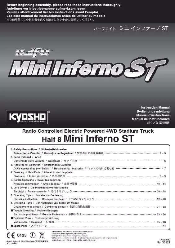 Mode d'emploi KYOSHO HALF 8 MINI INFERNO ST