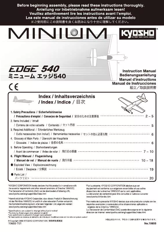 Mode d'emploi KYOSHO MINIUM EDGE 540