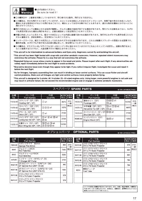 Mode d'emploi KYOSHO PIPER J3 CUB 50GP