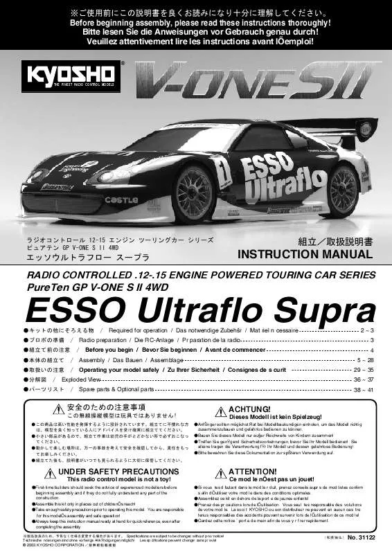 Mode d'emploi KYOSHO V-ONE SII