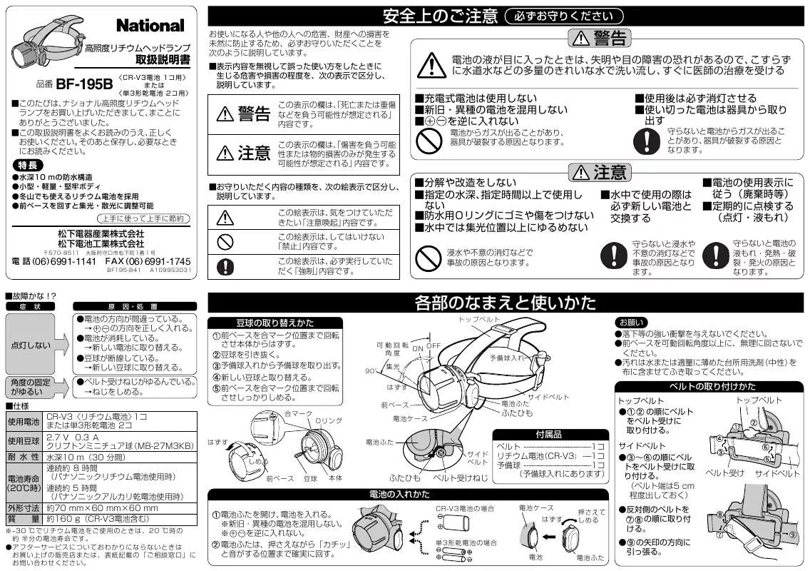 Mode d'emploi PANASONIC BF-195B