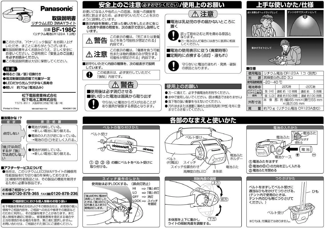 Mode d'emploi PANASONIC BF-198CP