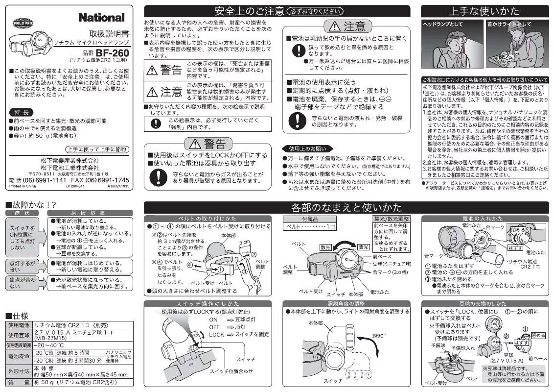 Mode d'emploi PANASONIC BF-260