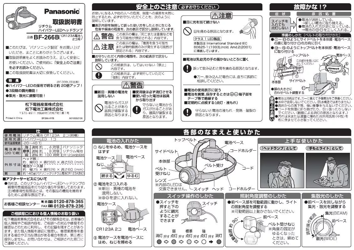 Mode d'emploi PANASONIC BF-266BP